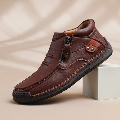 ⏰Limited Time Sale 50% OFF - Men’s Handmade Premium Leather Slip-On Driving Boots – Wide Toe, Arch Support