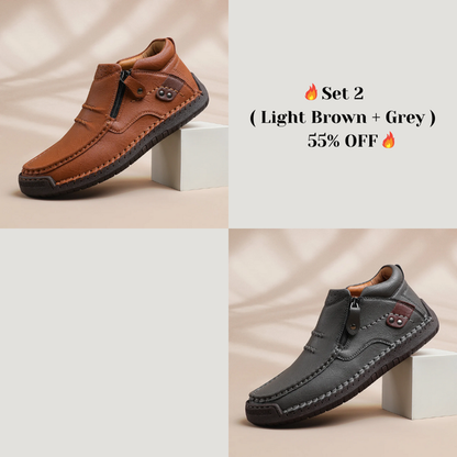 ⏰Limited Time Sale 50% OFF - Men’s Handmade Premium Leather Slip-On Driving Boots – Wide Toe, Arch Support