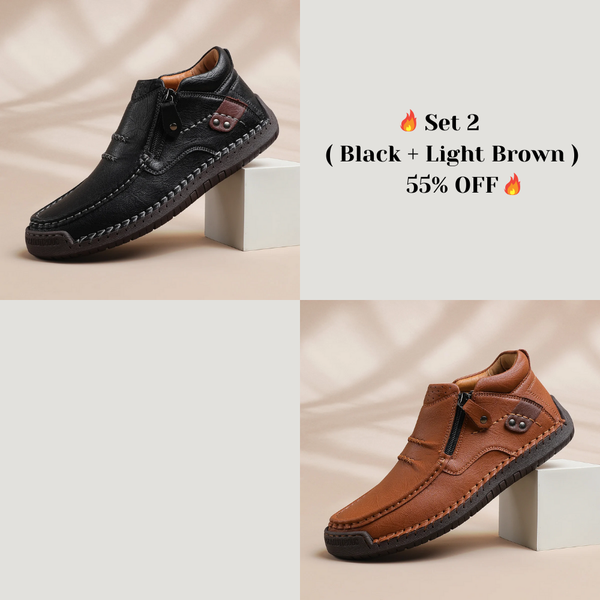 ⏰Limited Time Sale 50% OFF - Men’s Handmade Premium Leather Slip-On Driving Boots – Wide Toe, Arch Support