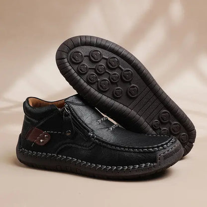 ⏰Limited Time Sale 50% OFF - Men’s Handmade Premium Leather Slip-On Driving Boots – Wide Toe, Arch Support