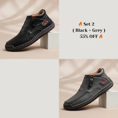 ⏰Limited Time Sale 50% OFF - Men’s Handmade Premium Leather Slip-On Driving Boots – Wide Toe, Arch Support