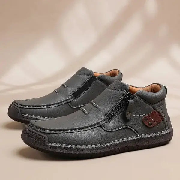 ⏰Limited Time Sale 50% OFF - Men’s Handmade Premium Leather Slip-On Driving Boots – Wide Toe, Arch Support