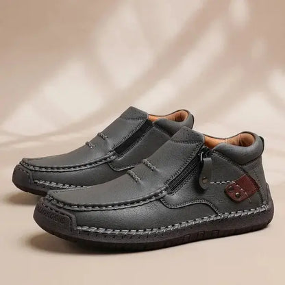 ⏰Limited Time Sale 50% OFF - Men’s Handmade Premium Leather Slip-On Driving Boots – Wide Toe, Arch Support