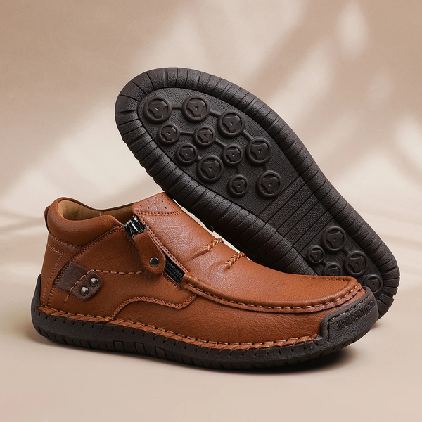 ⏰Limited Time Sale 50% OFF - Men’s Handmade Premium Leather Slip-On Driving Boots – Wide Toe, Arch Support